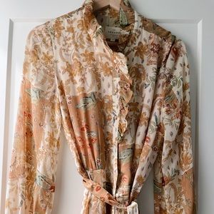 SEZANE Loree Camel Patchwork Dress